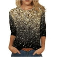 thumbnail image 1 of CEHVOM Chemises Décontractées à Manches 3/4 pour Femmes Chandail Tunique Ample Blouse Imprimée Col Rond, 1 of 5