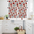 thumbnail image 3 of Retro Flowers Kitchen Curtains Valances and Tiers Set of 3 Floral Concubine Linen Texture Tier Curtains and Valance with Rod Pocket for Small Windows, 27.5"x24", 3 of 9