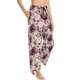 thumbnail image 2 of Uemuo Rose Flowers Pattern Women's Wide Leg Palazzo Lounge Pants with Pockets Light Weight Loose Comfy Casual Pajama Pants-, 2 of 9