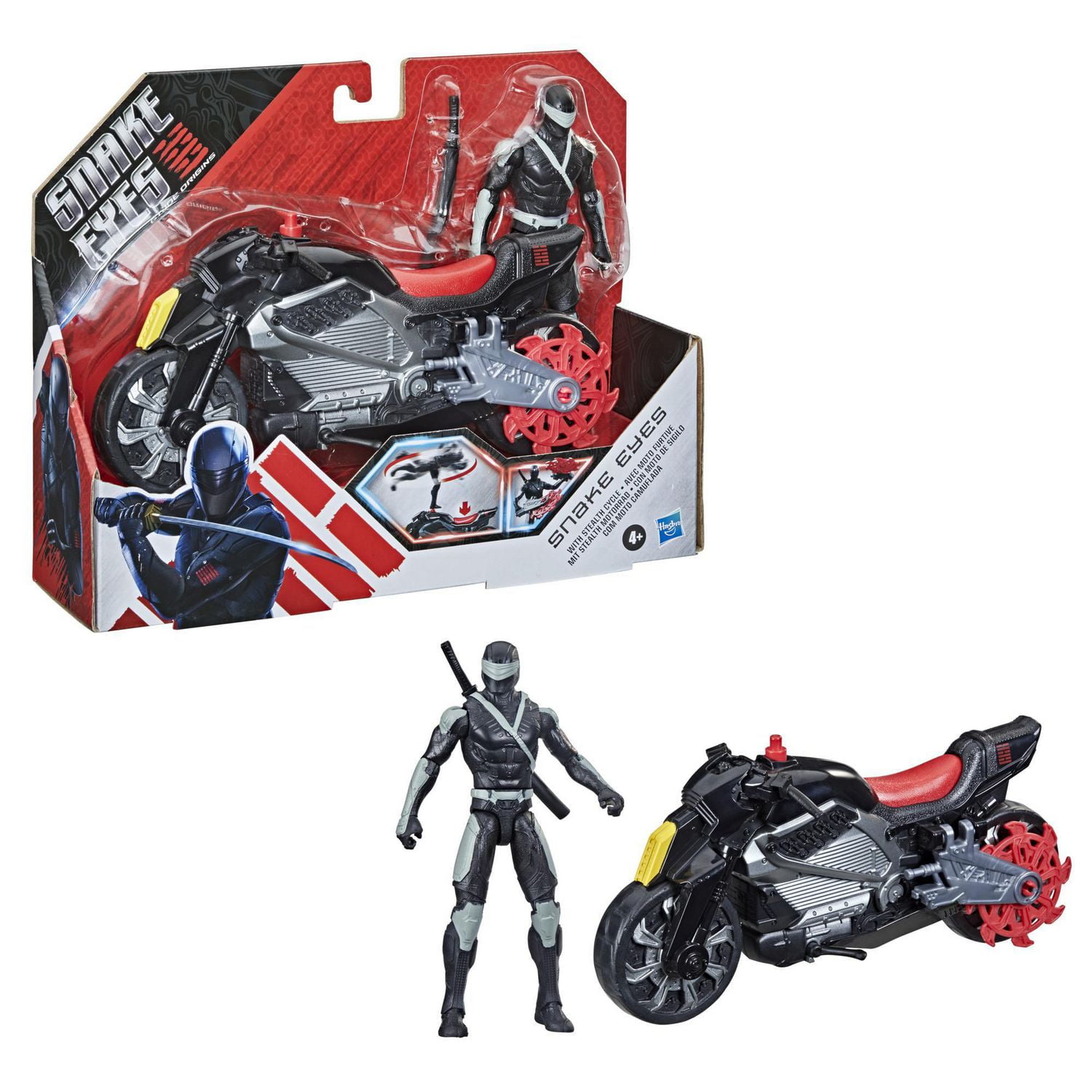 Snake Eyes: G.I. Joe Origins, figurine Snake Eyes avec moto furtive et attaque pirouette ninja, pour enfants à partir de 4 ans