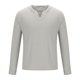 thumbnail image 5 of Blusas y camisas de manga larga con cuello en V para hombre, estilo casual, de color liso, con empalme, de manga larga y cuello en V, de poliéster y algodón., 5 of 8