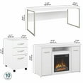 thumbnail image 3 of Hybrid 72W Desk with Fireplace TV Stand in White - Engineered Wood, 3 of 7