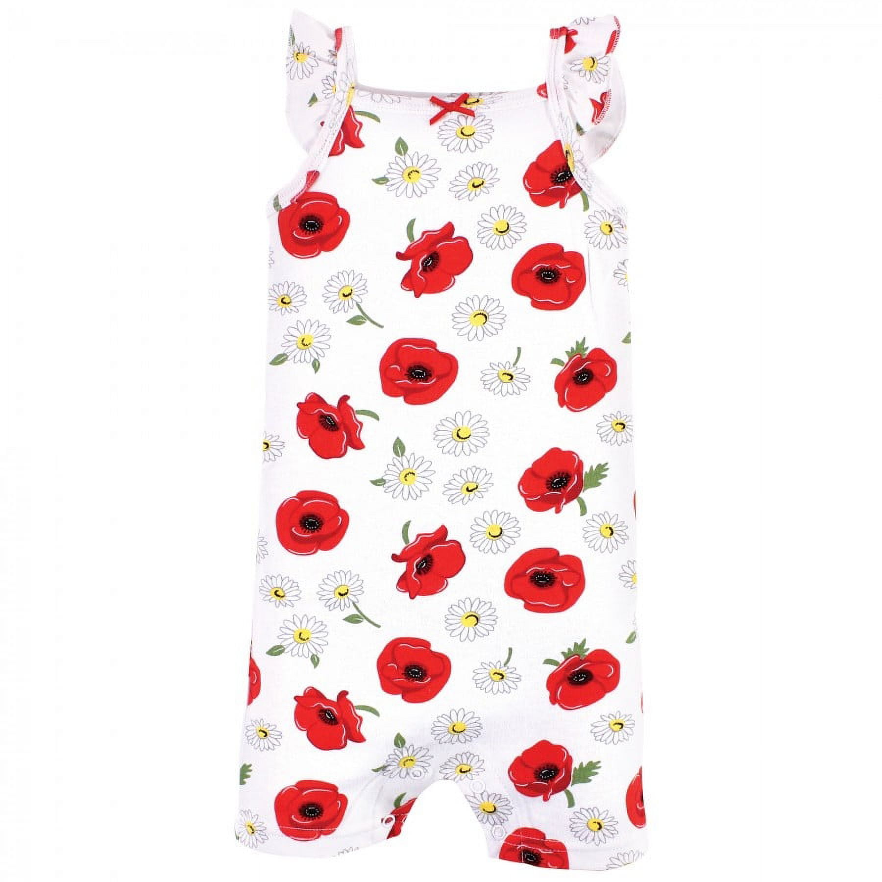 Hudson Baby Infant Girl Cotton Rompers, Poppy Daisy, 18-24 Months