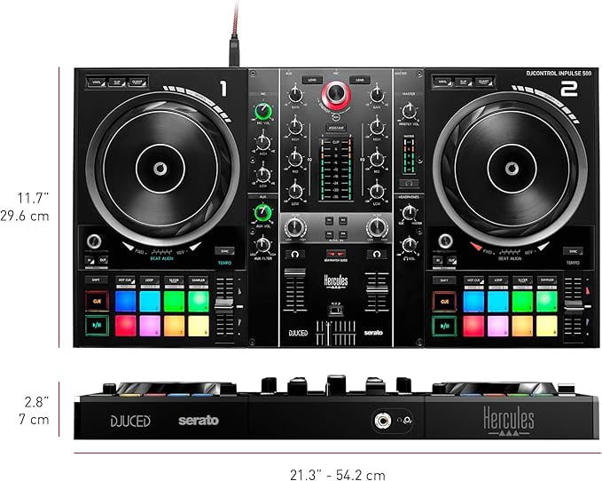 Hercules DJControl Inpulse 500 Silver Edition – 2-Deck DJ Controller with Audio Interface