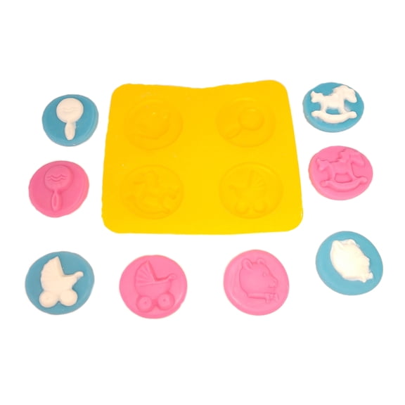 EDELAINE'S Baby Shower 4 Cavity Silicone Molds for Cream Cheese Mints , Chocolate