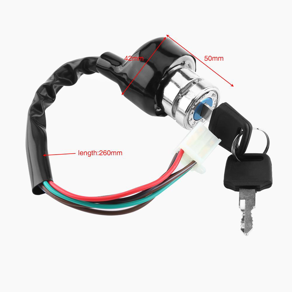 2-Wire Black Ignition Key Switch for Electric Scooter Snap on style