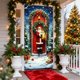 thumbnail image 1 of Seyotauo Merry Christmas Door Cover 72 x 35 Inch Xmas Tree Santa Snowman Fireplace Printed Door Hanging Cover Large Banner Background for Front Porch Outdoor Sign Holiday Party Decorations, 1 of 6