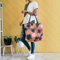 thumbnail image 6 of Open Top Canvas Tote Bag with Zipper Reusable Shopping Bag 13.5x15" Roomy Carryall Coral and Black Tie-dye Pattern, 6 of 9