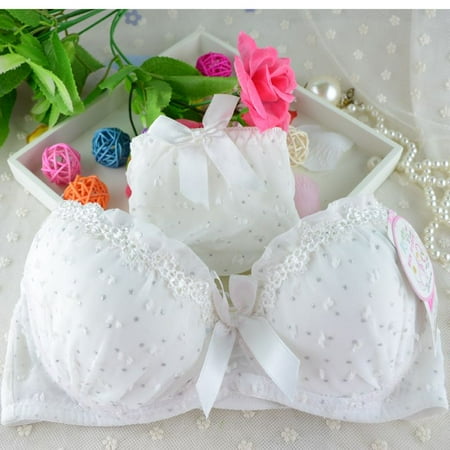 

Sexy Lingerie Elegant 3/4 Cup Bra Panty Dot Lace Women Underwear Set Bra Push Up Bra Set White 75B