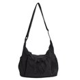 thumbnail image 3 of Women's Minimalist Plaid Nylon Drawstring Large Capacity Messenger Purse Japanese-style Crossbody Shoulder Bag For Daily Commute Travel, 3 of 5