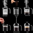 thumbnail image 5 of OVENTE Cafetera de prensa francesa de 12 onzas, prensa de té, vidrio de borosilicato resistente al calor con sistema de acero inoxidable de 4 filtros, jarra portátil sin BPA, perfecta para preparación, 5 of 5