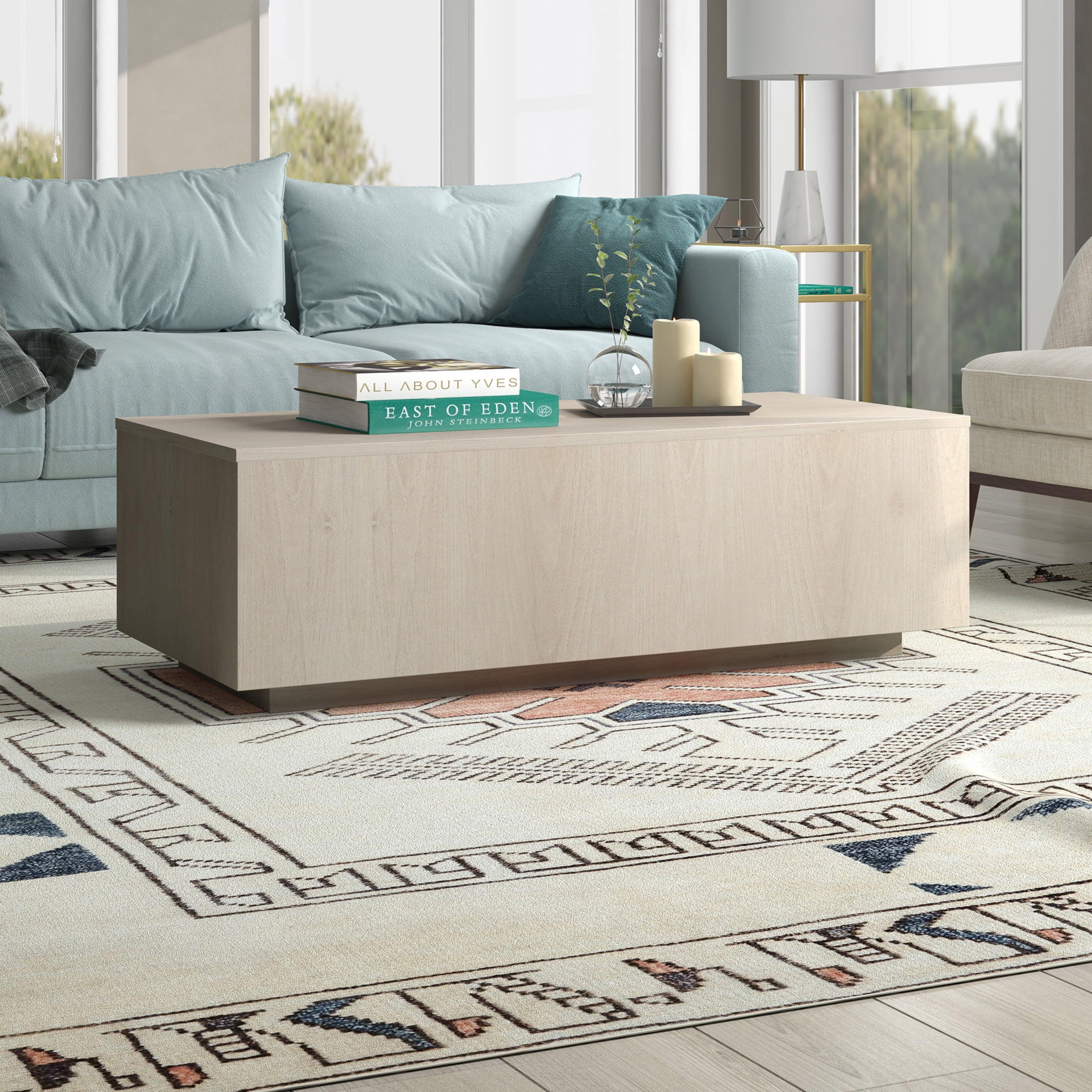 Evelyn&Zoe Modern/Contemporary 48" Wide Alder White Coffee Table