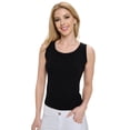 thumbnail image 2 of Women’s Ribbed Scoop Neck Tank, Black, L, 2 of 5