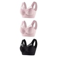 thumbnail image 4 of Sakmal Lift Bralettes for Women No Underwire Lace Pink 3-Pack Comfortable Bras for Ladies 6X, 4 of 4