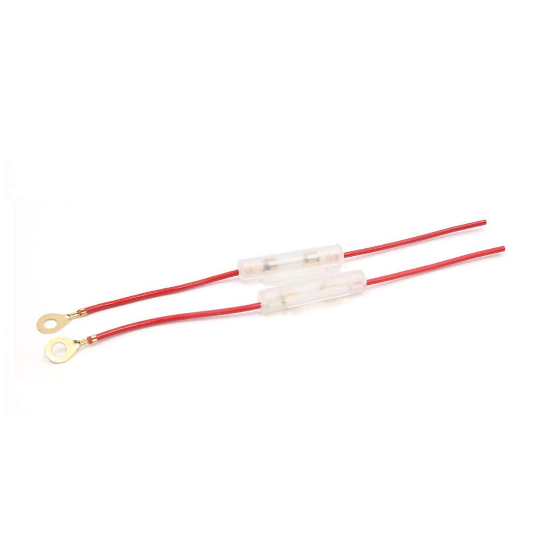 2pcs Red Universal Wired Inline Fuse Holder Connector Adapter for Motorcycle Car