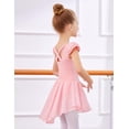 thumbnail image 3 of Oudiya Girls Ballet Dress Ruffle Sleeve Dance Leotard with Skirt Criss Cross Back Dance Clothes for Kids 3-4Y, 3 of 9