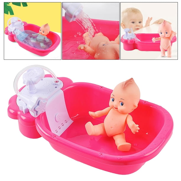 Recién Nacido muñeca bañera espray bañera de juguete Infante niño simulan jugar juguete de plástico - Bañera con muñeca Baoblaze Bañera de muñeca Reborn