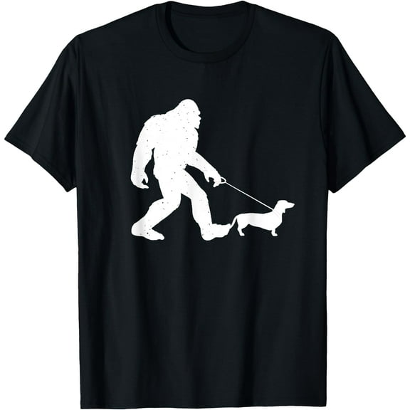 Bigfoot Walking Dachshund Funny Wiener Dog Gift Unisex T-Shirt for Men Women Kids Toddler