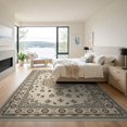 thumbnail image 3 of ODIKA 9'x12' Beige Brown Vintage Medallion Fringe Washable Area Rug Traditional Geometric Motifs with Intricate Corner Non-Slip, Chair-Friendly for Dining Room, Basement, Large Office, 3 of 7