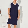 thumbnail image 2 of Bovxnpu Men's Nightshirt Short Sleeve Sleep Shirt Nightgown Short Sleeve Nightgown V Neck Raglan Sleepwear, 2 of 7