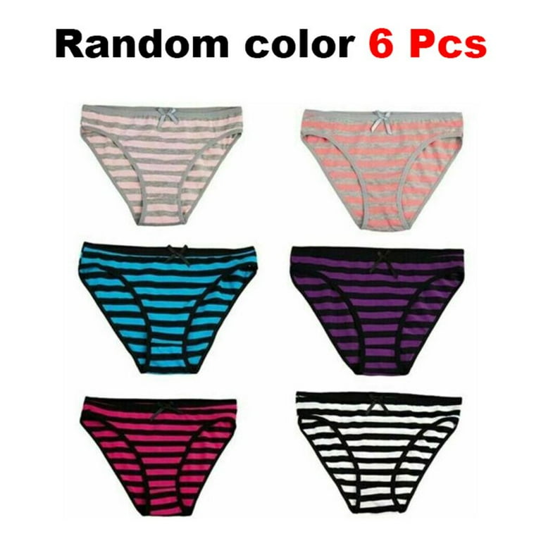 6 X New Womens Cotton Underwear Striped Ladies Sexy Briefs Panties