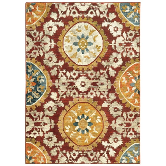 Eloisa Traditional Oriental Area Rug, Red/ Gold 1, 10' x 13'
