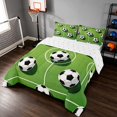 thumbnail image 2 of Manfei Soccer Sport Queen Comforter Set, Football Field Comforter Sets Queen, Green White 03, Reversible 3 Pieces 1 Comforter and 2 Pillowcases, 2 of 6