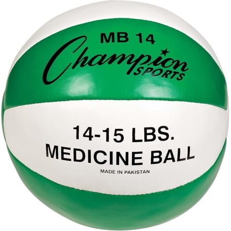 Champion Sports Exercise Medicine Balls 14-15 lbs Leather with No-Slip Grip - Weighted Med Ball Set for Weight Training Stability Plyometrics Cross Training Core Strength - Heavy Workout Ball