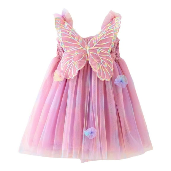 Gubotare Toddler Party Dress Toddler Baby Girl Butterfly Dress Princess Sleeveless Tulle Butterfly Birthday Party Tutu Dresses Formal Gown (Purple,Size 18-24 Months)