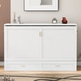 thumbnail image 2 of Queen Size Murphy Bed Wall Bed With Drawer And A Set Of Sockets & Usb Ports, Pulley Structure Design, White, 2 of 9