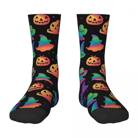 

Generic Halloween Pumpkins Ghosts Patterns Kids Mid-Calf Socks (3D Print) 1 Black