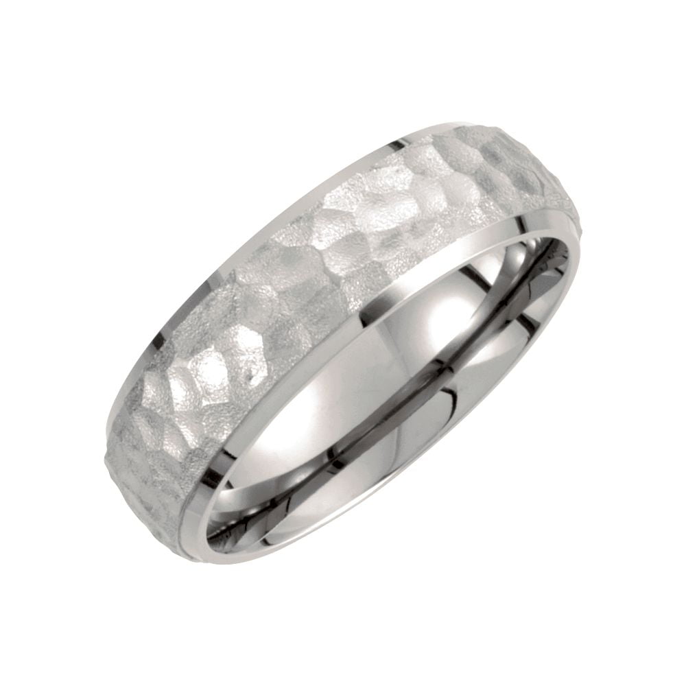 Jewels By Lux Tungsten Hammered Finish Comfort-fit 7mm Wedding Band Ring 