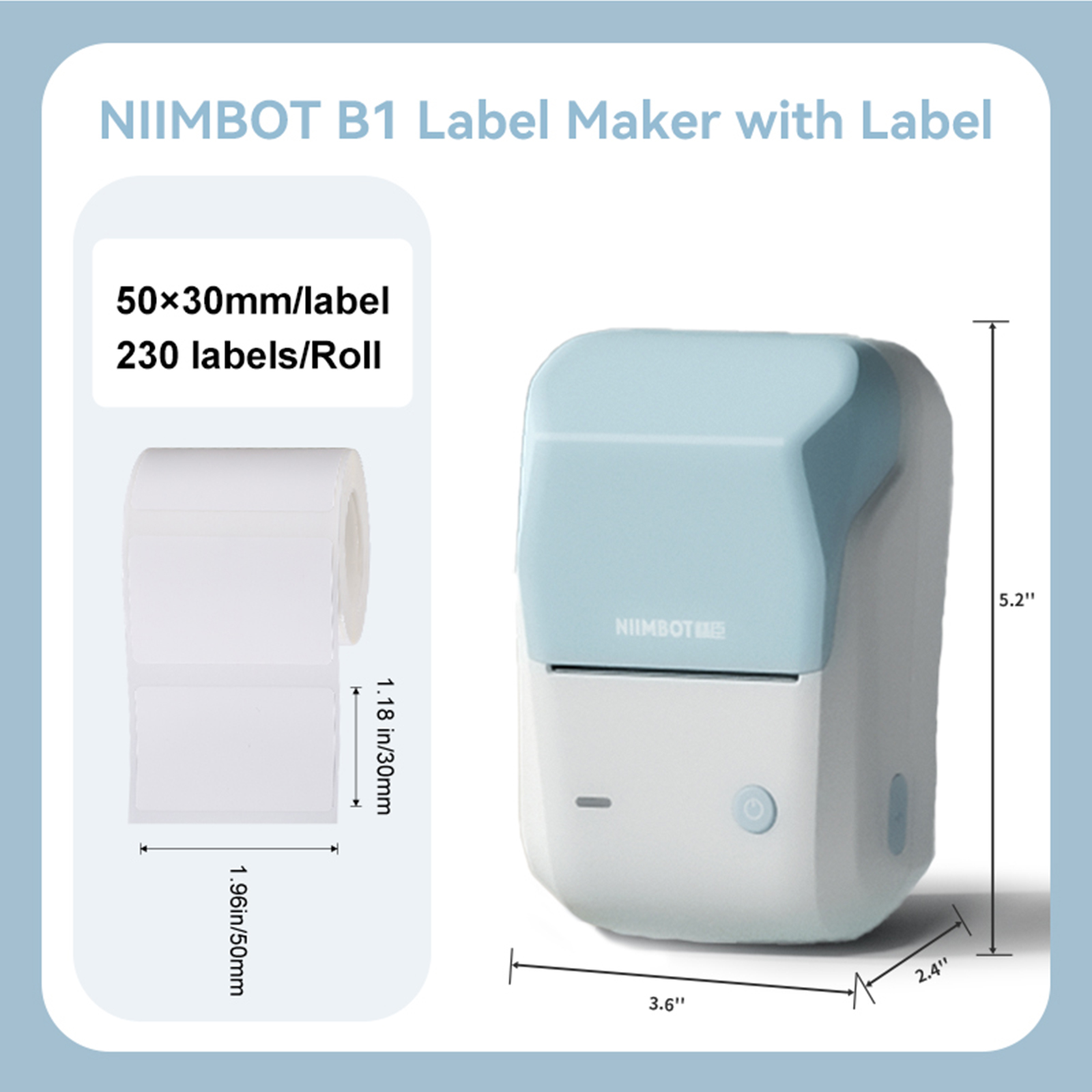 Niimbot B1 Portable Bluetooth Label Maker, Cyan photo 3