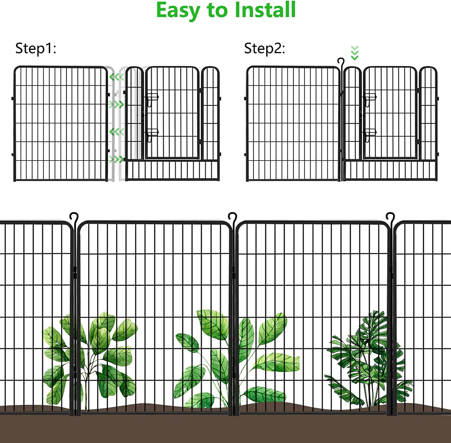 Jhsomdr Decorative Metal Garden Fence 32Ft(L) x 40in(H) 14 Panels Animal Barrier Fence No Dig Fencing for Yard Patio