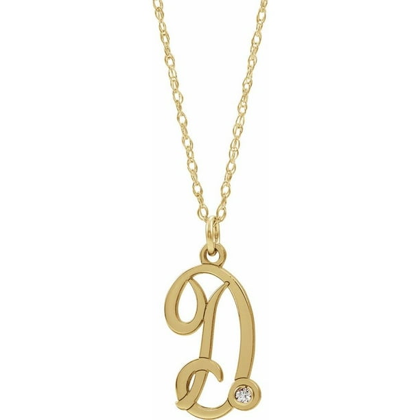 Diamond2Deal 14K Yellow GoldPlated Diamond Script Initial Pendant