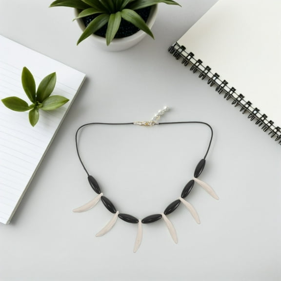 ELAYARD Adjustable Caveman Style Tooth Necklace for Men Women, Unique Tribal Resin Pendant Jewelry White Accessory