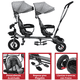 thumbnail image 4 of Triciclo Doble para Niños Asiento Giratorio Gemelar Luz Sonido Cinturón de Seguridad Llantas de Goma Apto a partir de 1 Año - Gris, 4 of 7