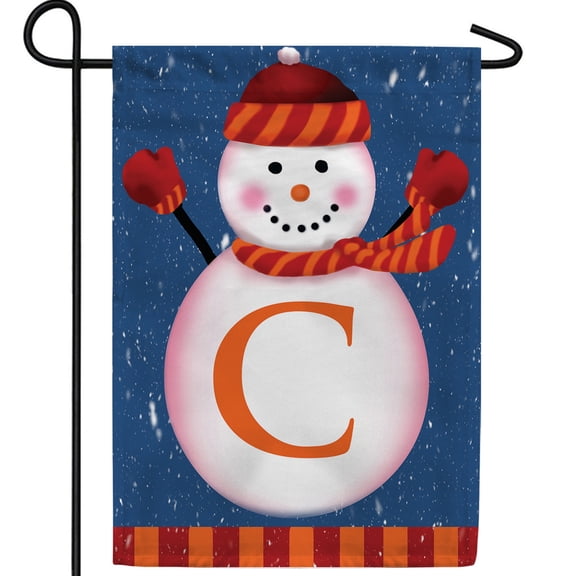 America Forever Winter Monogram Letter C Garden Flag, Snowman Garden D‚cor, Vertical Double Sided 12.5 x 18 inches Merry Christmas Snowflake Winter Holiday Seasonal Flags for Outdoor Decoration