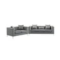 thumbnail image 2 of Lilola Home Lorreto Velvet Fabric Sofa Loveseat Living Room Set-Color:Grey, 2 of 6