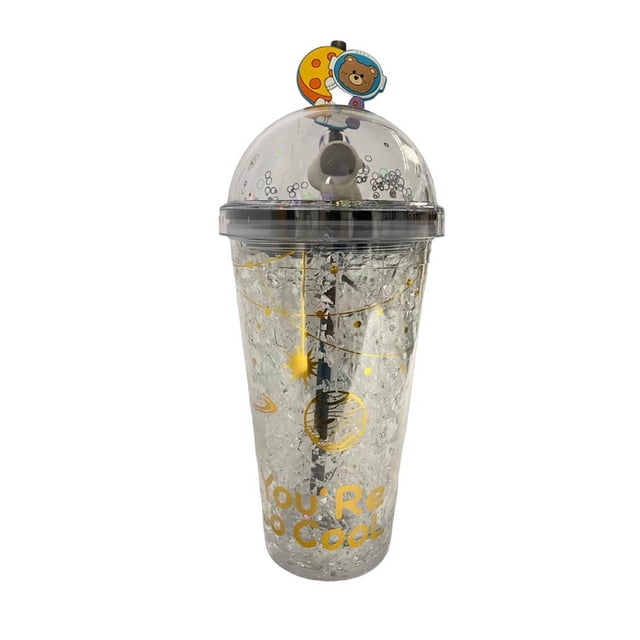 Vaso Botella de Agua Infantil De Plastico Figura Oso Con Led Blanco 450 ml