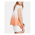 thumbnail image 3 of FREE PEOPLE Womens Coral Ruffled Ombre Sleeveless Henley Peasant Top M, 3 of 3