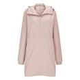thumbnail image 5 of EchfiProm Pink Rain Jacket for Women Waterproof with Hood Packable Zip-up Fall Waterproof Lightweight Hooded Coat, 5 of 7