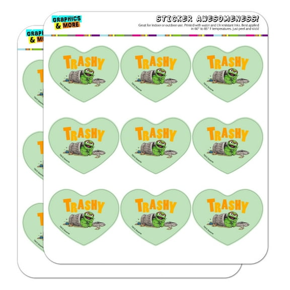 Sesame Street Trashy Oscar the Grouch Heart Shaped Planner Calendar Scrapbook Craft Stickers
