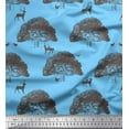 thumbnail image 1 of Soimoi Tissu en Coton Canard Arbre, Tissu Imprimé Animal Rabbit & Reindeer 1 Yard 56 Pouces de Large, 1 of 1