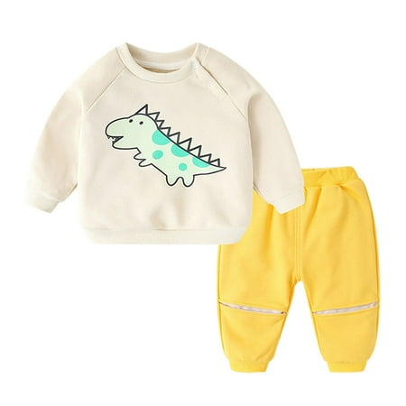 

nsendm 3 Clothes Infant Children Kids Toddler Baby Boys Girls Long Sleeve Cute Cartoon Animals Baby Gift Bundle Beige 12-18 Months