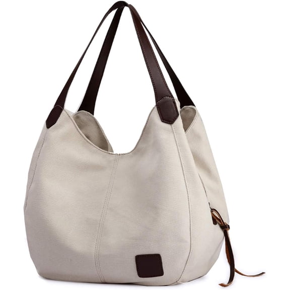 Women's Multi-pocket Shoulder Bag Fashion Cotton Canvas Handbag Tote Purse