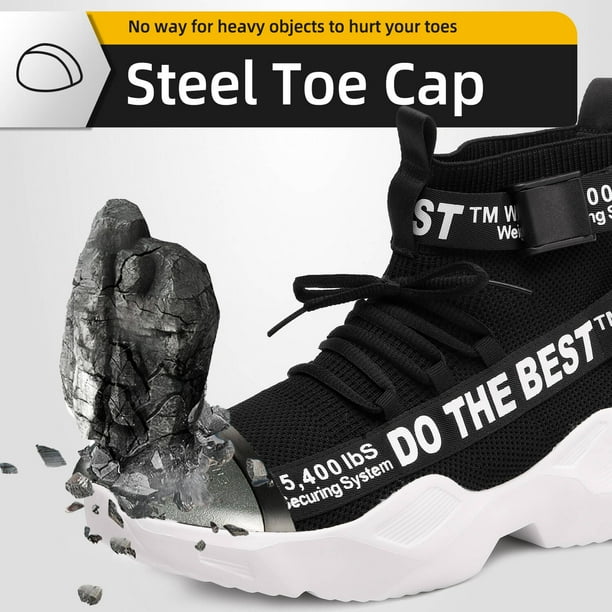 Furuian Steel Toe Shoes for Men Lightweight Comfortable High top Safety Boots Breathable Working Sneakers Indestructible Construction Boots Walmart Business Supplies