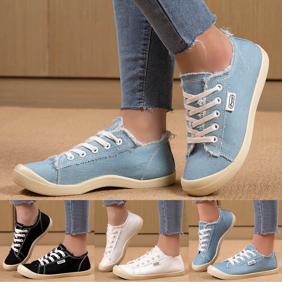 Pandaie Women's Wide Canvas Sneakers Arch Support Low Top Walking Shoes Washed Fashion Flat Tennis Shoe for Everyday Walks & Casual Outfits Black 6