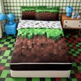 thumbnail image 2 of Erosebridal Nature Grass Soil Pixel Tile Zipper Full Size Comforter Sets with Fitted Sheet and 2 Pillowcases,Earth Tone Square Game Pattern Zipper Bedding Set,Moss Green Black,4pcs,Reversible, 2 of 6
