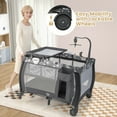 thumbnail image 2 of Costway Portable Baby Playard Nursery Center Crib with Hanging Toys & Music Box Gray, 2 of 10